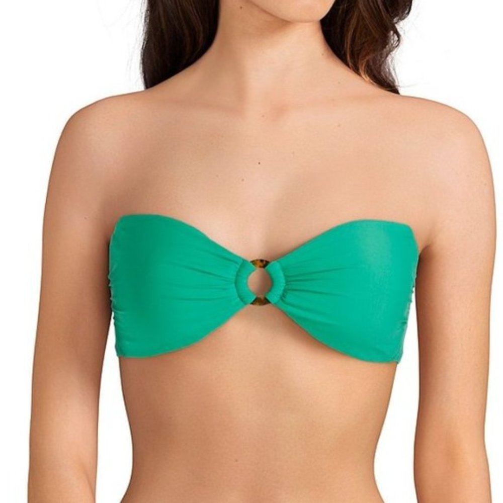 Gianni Bini Solid Green Ring Bandeau Top + Strap